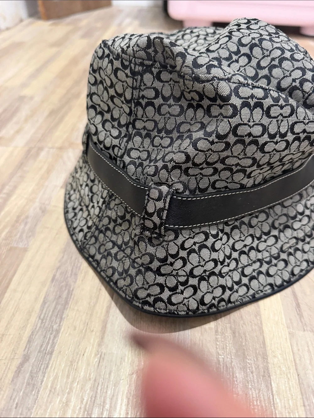 Coach Signature Logo Bucket Hat with Black Belt Accent